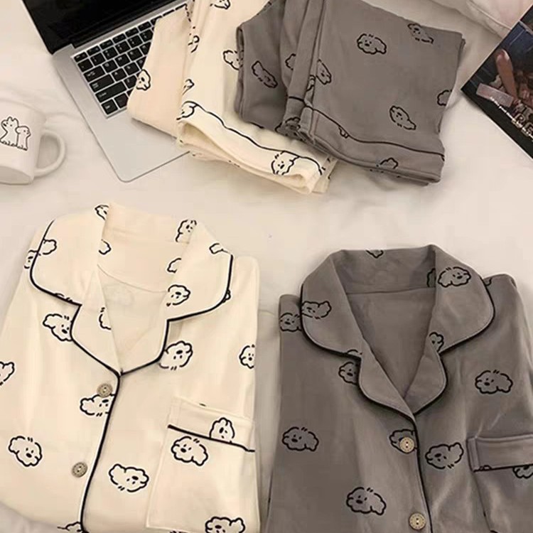 Ins Puppy Couple Imitation Cotton Pajamas Autumn and Winter Japanese Style 2026 New Model Cute Age-Reducing Loungewear for Men and Women