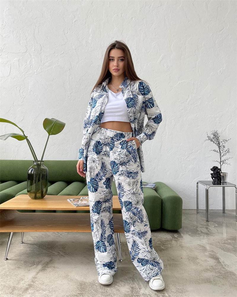 Holiday Women's Vacation Plant Polyester Printing Pants Sets Pants Sets display picture 4