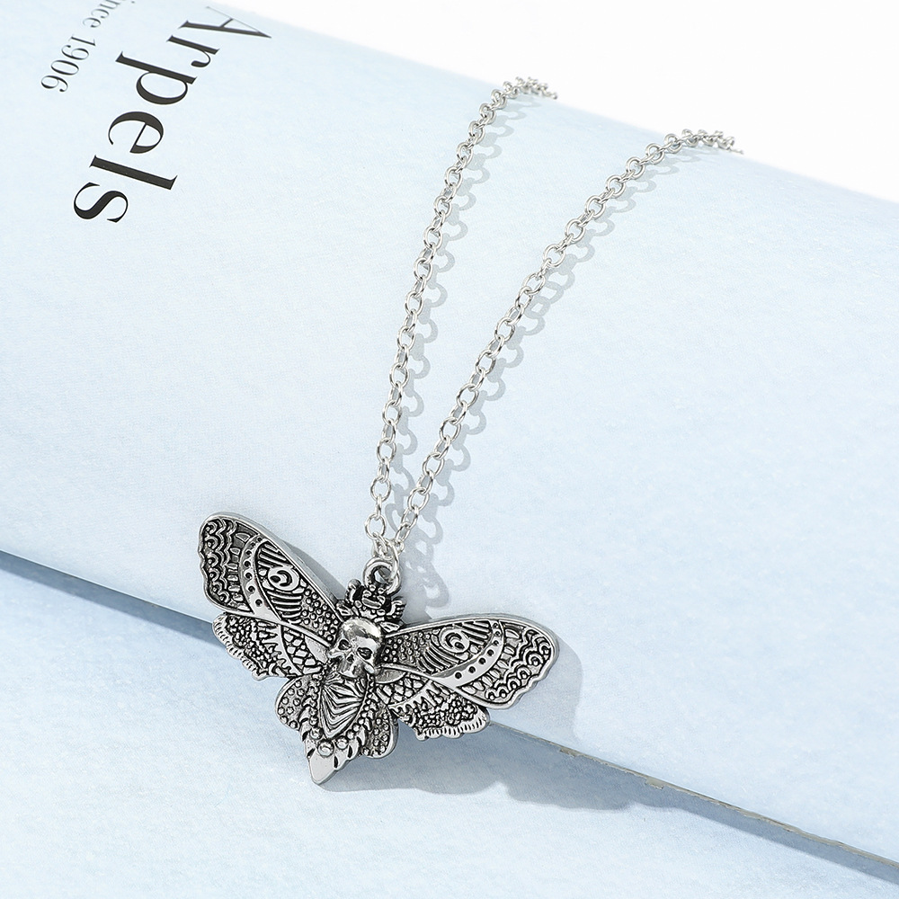 Collier pendentif papillon de mort halloween unisexe_voghion.com