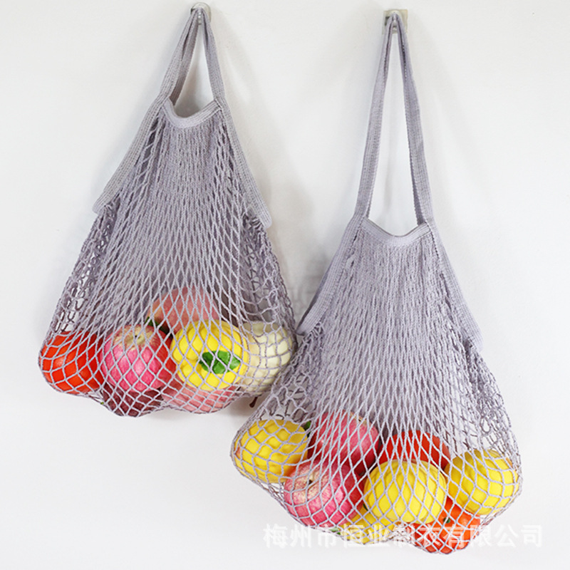 Bolsa de malla de algodón portátil al por mayor Bolsa de compras Supermercado Bolsa de malla de verduras y frutas Bolsa de compras Bolsa tejida hueca