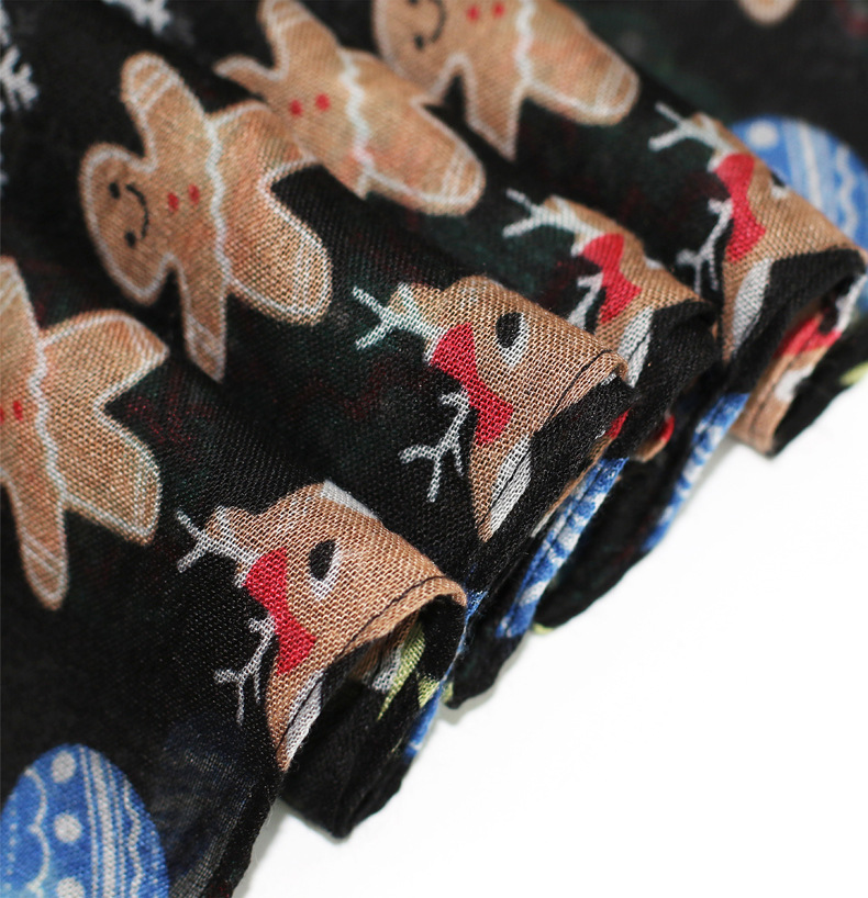 Women's Gender Christmas Deer Print Cotton Linen Scarf Autumn Winter Warm Cuffed Large Pashmina Fashionable Neck Warmer For Men And Women