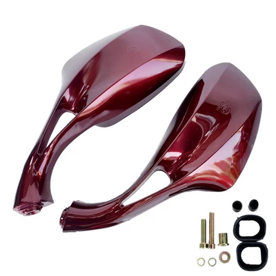 Rotatable Rearview Mirror with Wide – Motorcycle rearview mirror - a-pair-of-burgundy-and-a-screw-bag-included