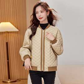 （洗后不结团）轻薄短款棒球服格纹棉服女2024年冬季新款女HZ0447