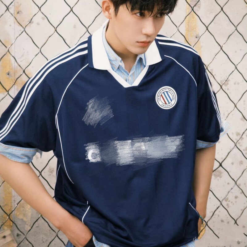Wang Anyu's Same Style Embroidered Logo New Casual Football-Style Sports Short-Sleeve Jersey T-Shirt, Unisex