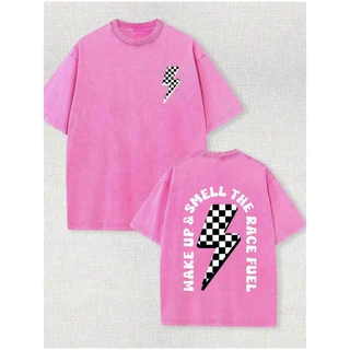 230g Water Washed, Hold An Intense Racing Race Printed T-Shi
