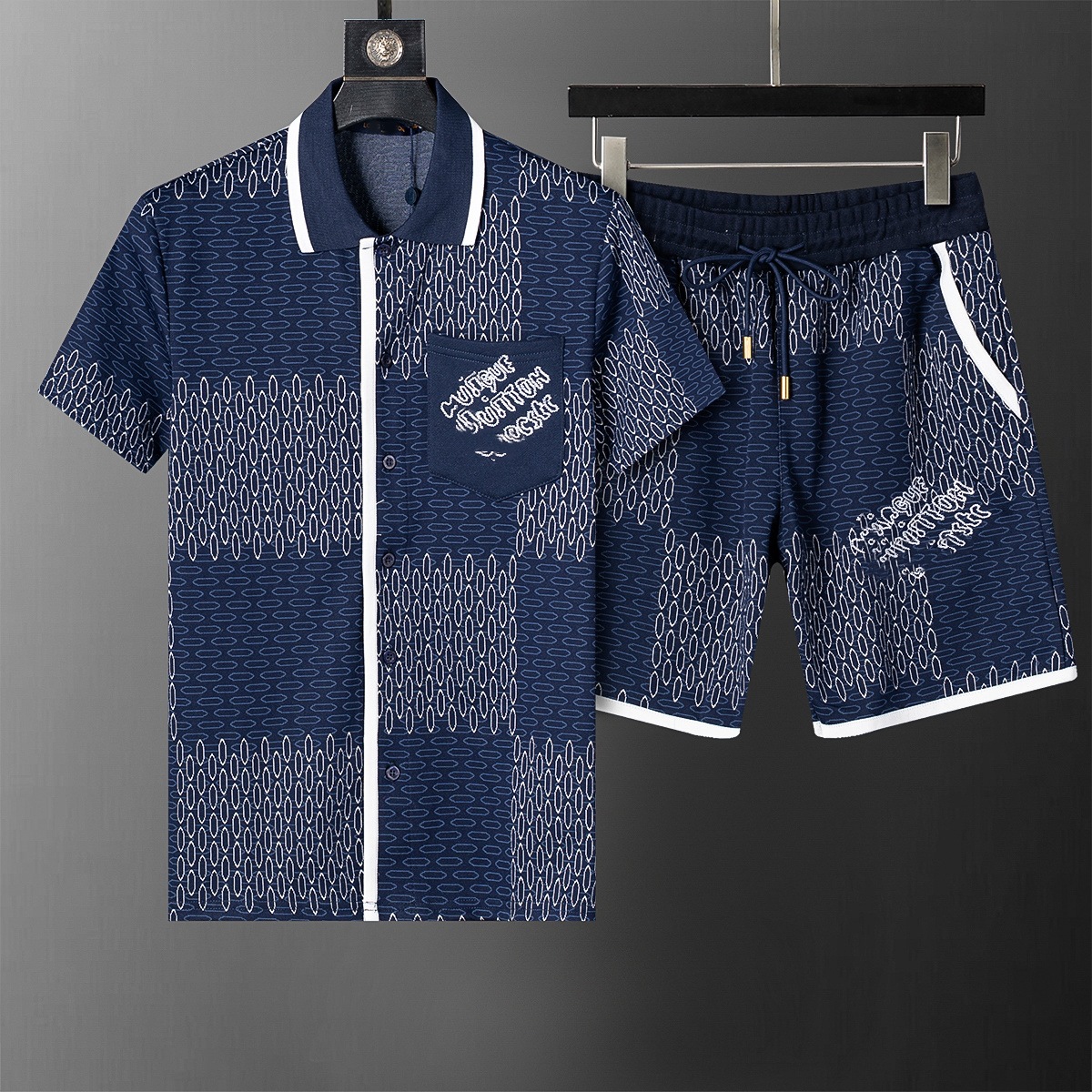 Cross-border versión correcta polo manga corta set de collar de verano clásico toalla de hombre bordado casual Europa y América explosión