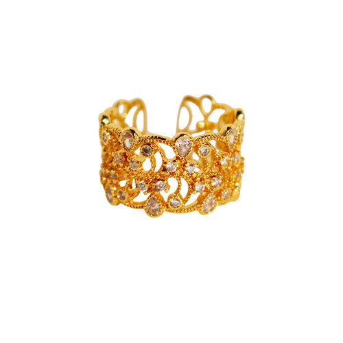 Palace style lace ring romantic retro art pattern water drop zircon hollow ancient ring 764