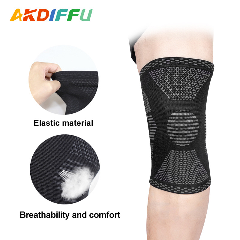 Equipo de protección de ciclismo unisex de cuatro lados elástico de punto rodillera en cuclillas almohadilla de la rodilla de nylon corriendo deportes rodillera pie cesta fila