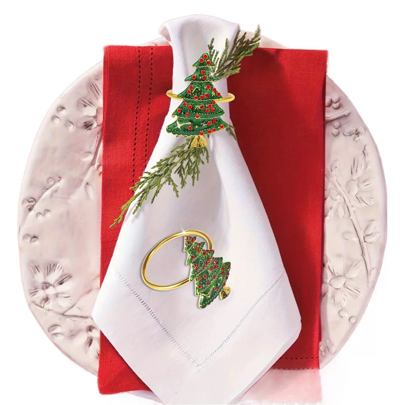 Nuevo anillo de servillas de fiesta de Navidad decoración de la mesa de comedor de árbol de copo de nieve buckle servillas de aleación festivales creativas