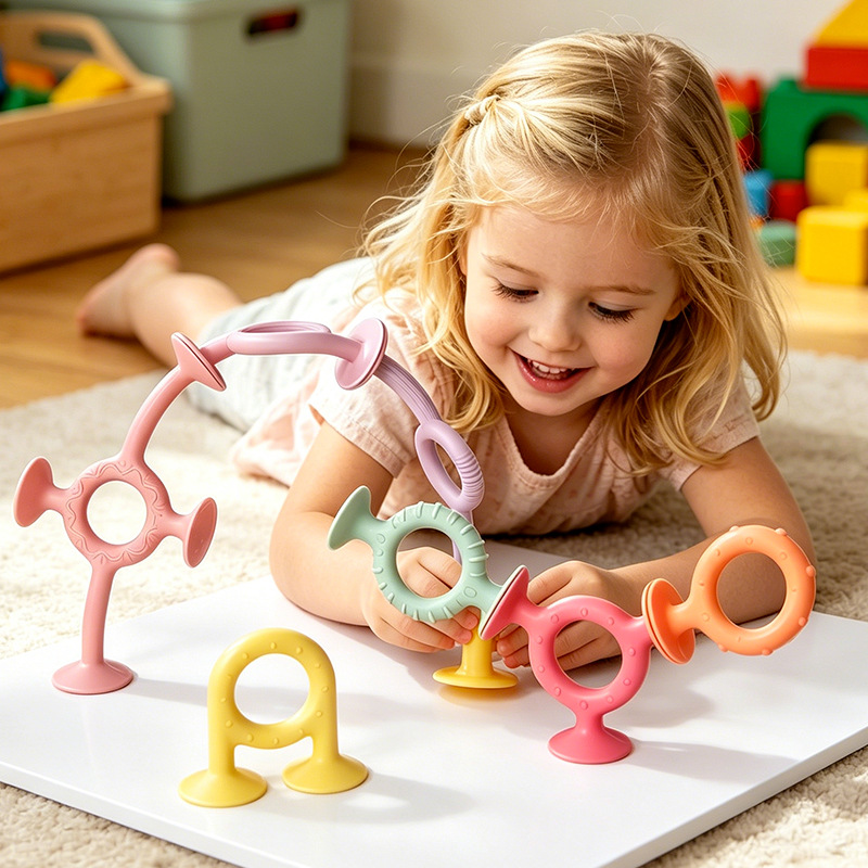 Cross-border bestselling educational intelligence toy suction cup building blocks gift cognitive training focus assembly children's suction toy