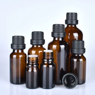 精油瓶空瓶5-100ml茶色玻璃大头盖内塞便携化妆品小样分装小瓶子