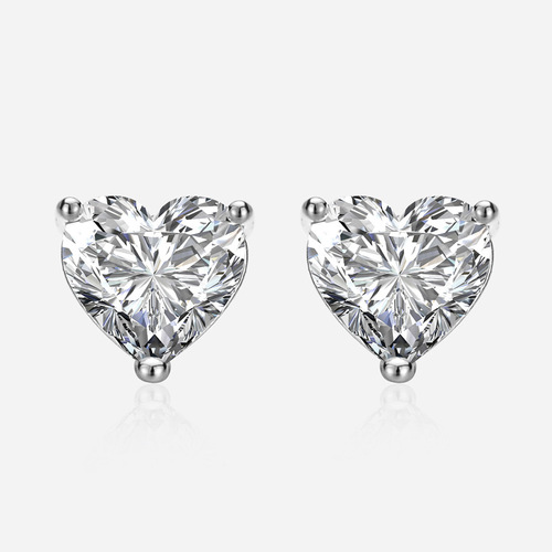 Fashionable, simple and cute single diamond heart-shaped earrings simulated mossanite earrings for girlfriend gifts