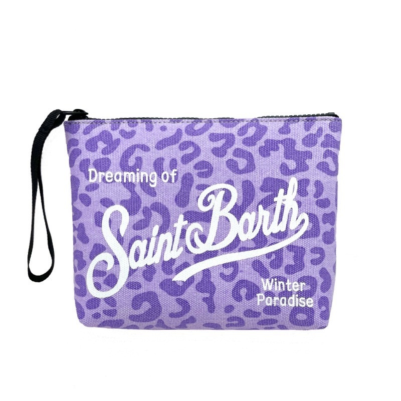 SAINT BARTH秋冬新款手拿包女Clutch Bag彩色豹纹 帆布潜水手提包|undefined