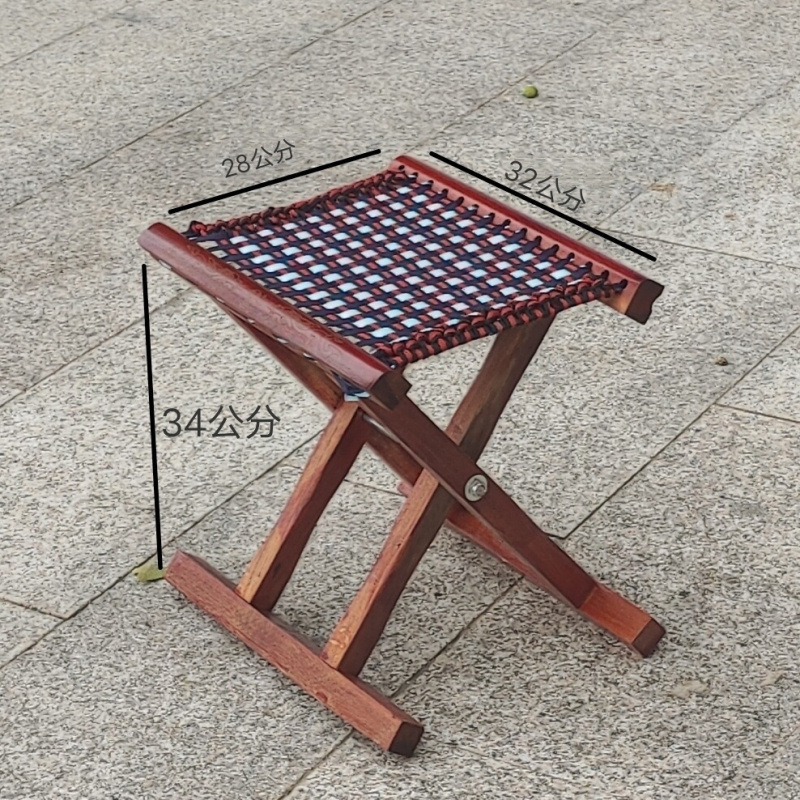 Taburete plegable al aire libre antiguo de madera sólida de madera Maza, taburete de barbacoa para el hogar, taburete de pesca portátil