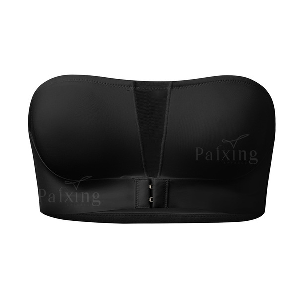 Perspective Mesh Stitching Front Buckle Side Collector Push-up Non-slip Strapless Women's Sexy off-shoulder Bra without Rings