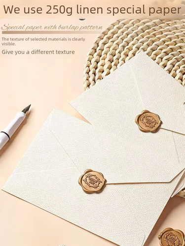 Linen texture letter paper set, retro love letter, Chinese style cowhide special paper invitation, postcard, sealing wax envelope