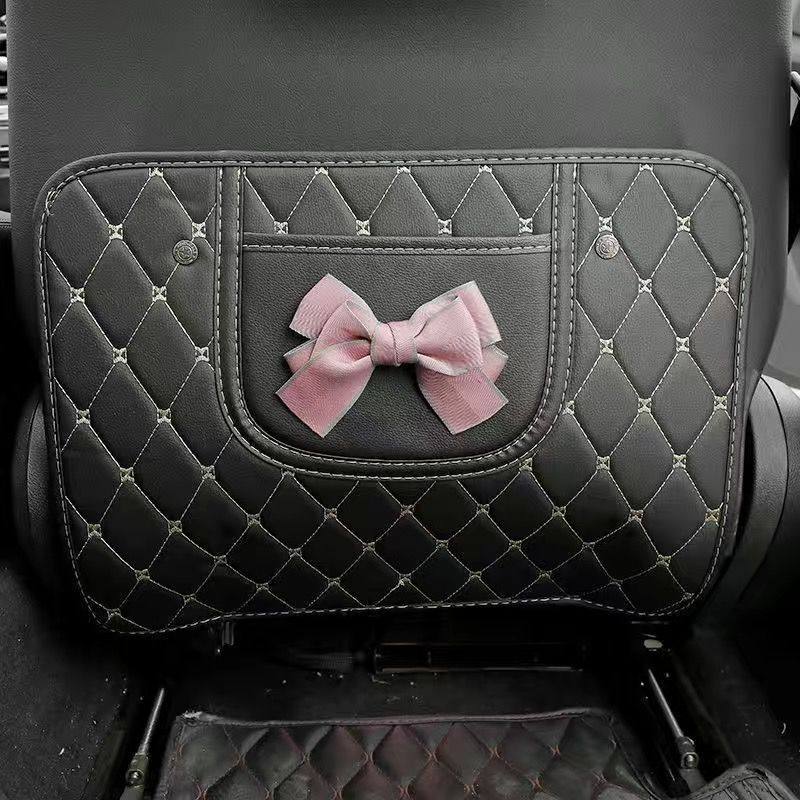 Qìchē Car Anti-Kick Pad Seat Back Protection Pad Backrest Protection Pad (Chair back anti-kick pad) - pink-bow-short-anti-kick-pad-single