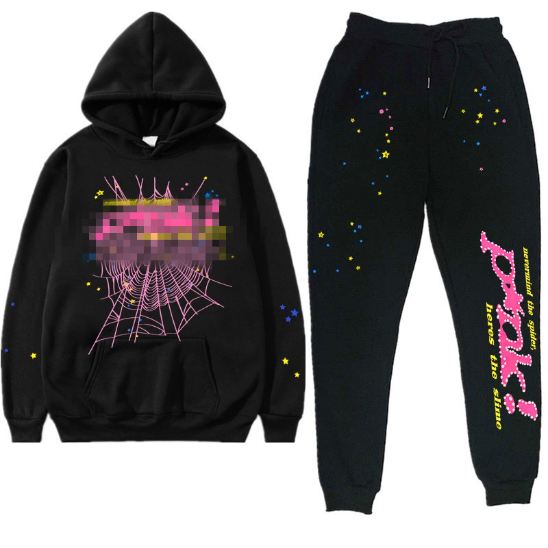 American-style trendy hooded sweatshirt set, unisex casual loose-fit printed sportswear two-piece set, wholesale for cross-border markets