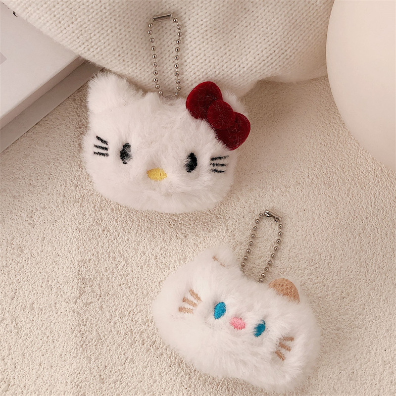 Red de celebridades lindo gatito de felpa llavero colgante muñeca de dibujos animados bolso escolar decoración bolso teléfono móvil cadena