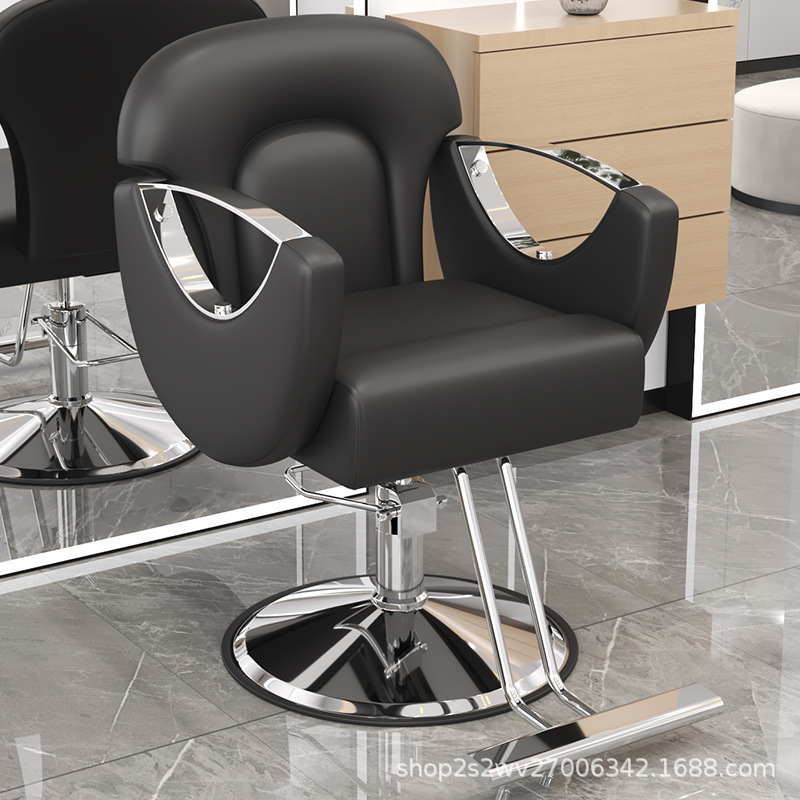 Sillas de barbería transfronterizas reclinables, sillas giratorias para salón de peluquería de alta gama, taburetes de corte de pelo, asiento de elevación y teñido