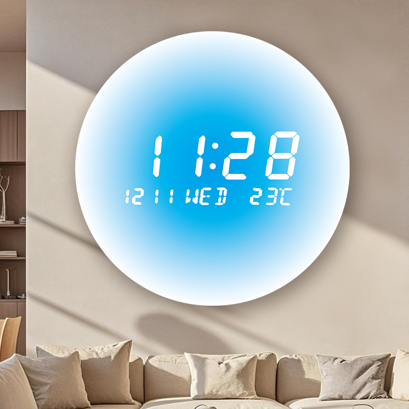 万年历电子显示钟表挂钟客厅2025新款高级感数字时钟挂墙简约现代