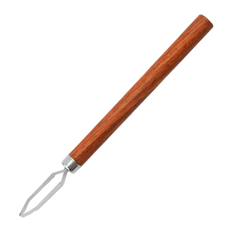 10 piezas mango de madera cuchillo de dibujo de acero inoxidable plato de frutas y verduras cuchillo de talla cuchillo de dibujo de borde de chef al por mayor