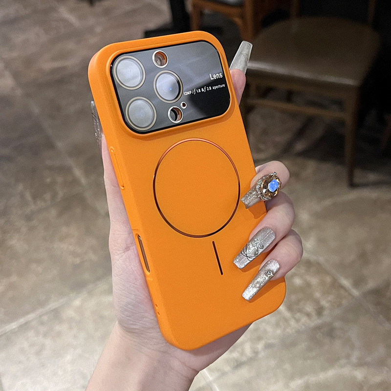 iPhone16 つや消し肌の感触の細いサークル磁気電話ケース Apple 15promax 大型ウィンドウレンズフィルム 14 に適しています。|undefined