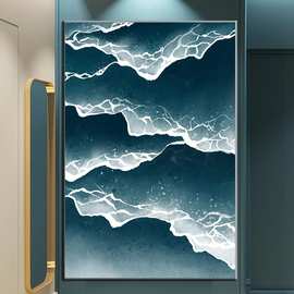 海景图片抽象绿色海浪帆布画壁画海报墙壁艺术卧室客厅现代装饰画