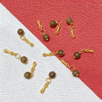 s925 ancient silver gold-plated agarwood spacer beads bracelet DIY accessories loose beads gold-plated decorative beads spacer pieces jewelry materials