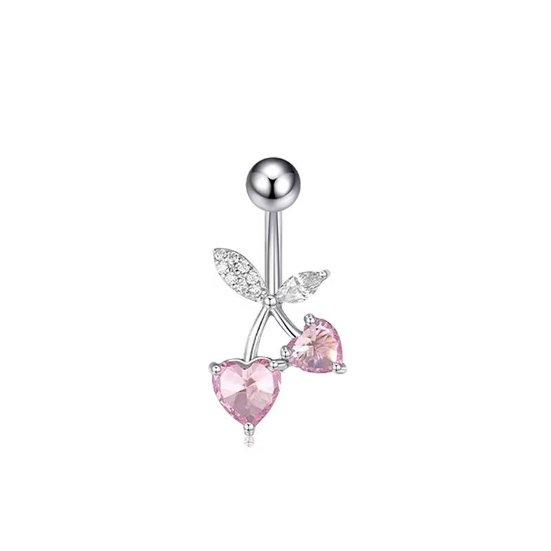 Sexy Inverted Peach Heart Long Navel Ring Marquise Belly Ring Set Copper Gold 2025 Summer detail image 7