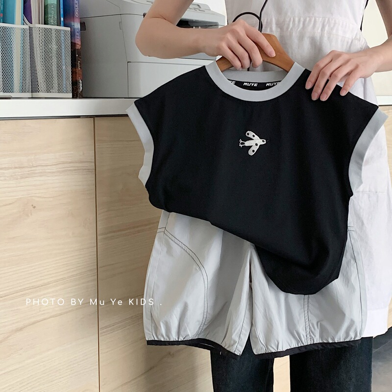 Muye Children's Summer Sleeveless Set Huzhou Zhili Kids' Clothing Boys' Korean Style Vest T-Shirt and Shorts Two-Piece Set
