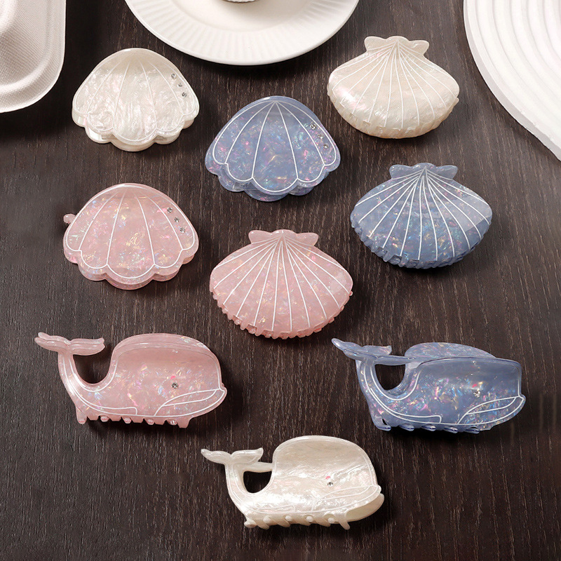 Zhu Yao Accessories New Cute Ocean Style Whale Shell Diamond Ocean Series Hair Accessories Hair Clips Claw Clips