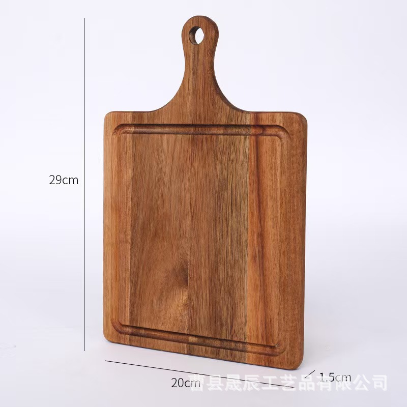 Tablero de cortar de madera de acacia Tablero de cortar de madera maciza Tablero de cortar de frutas y verduras Tablero de cortar Tablero de cortar con mango de madera de acacia Tablero de cortar pizza Tablero de bistec