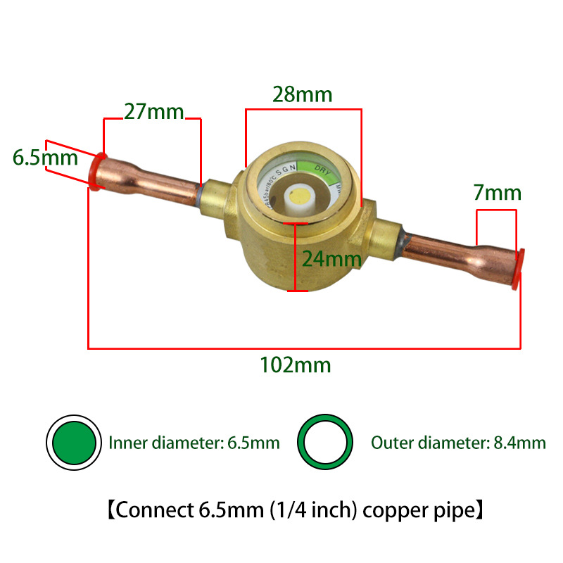 Air Conditioning Cold Storage Refrigeration Sight Glass Inner Diameter 6.5mm Sgn-1-4 Odf (Welded Connection) 1 Piece
