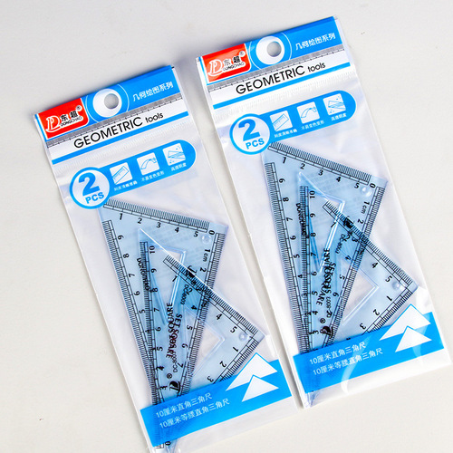 Dongchao student drawing stationery drawing ruler student set of rulers transparent measuring triangle regular triangle ruler two packs