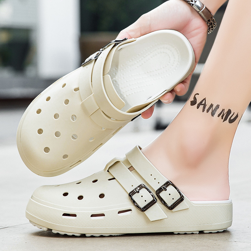 Sandalias de gelatina de comercio exterior transfronterizo zapatos con agujeros de playa antideslizantes de suela gruesa para uso exterior de los hombres