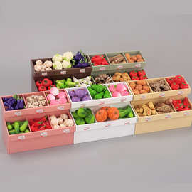 微缩娃娃屋蔬菜架果蔬摊模型展示柜迷你小市过家家玩具摆件