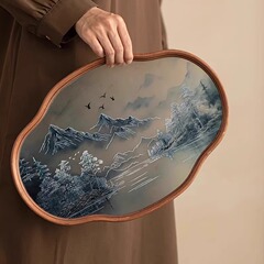 ガラスのベゴニアの乾燥した泡の皿の工夫の茶器の家庭用の小型のお茶の台の客間の事務はお茶を入れてお茶のトレーのお茶の皿を飲みます。