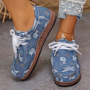 Cross-Border Spring and Autumn New Large Size Women's Loafers Outdoor Casual Lightweight Single Shoes Lazy Shoes Slip-On Cloth Shoes