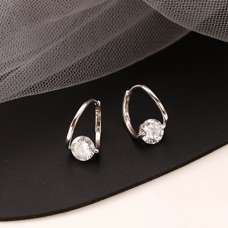 Earrings Korean Style, Micro-Set CZ Stone, Simple Elegant Small Design