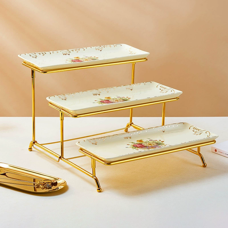 European -style ceramic snacks home three -layer cake dessert dessert dessert candy snack pallet party afternoon tea pastry plate