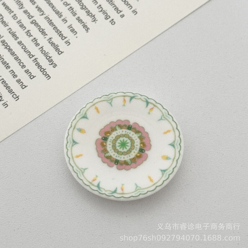 仿真青花瓷盘子奶油胶树脂小配件diy娃屋摆件微缩食玩碟子配饰|undefined