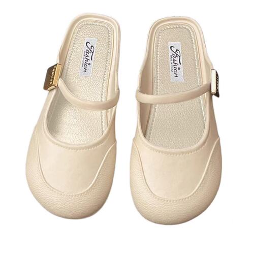 Baotou Slippers for Women - Summer Soft Sole Outwear Vintage French Lazy Shoes One-Piece Semi-Drag Beach Slippers