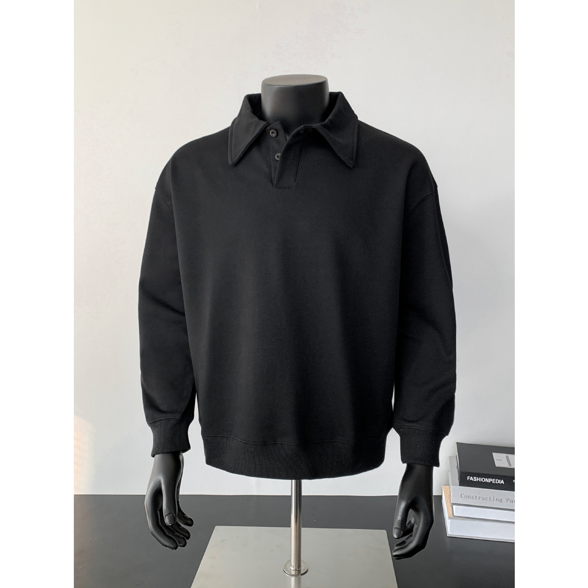 Men's Retro Polo Sweatshirt Long Sleeved Inner Base Layer Top_voghion.com