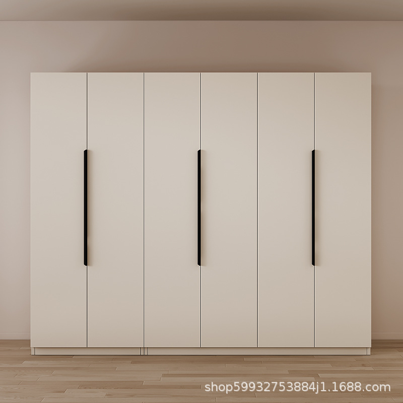 Armario de madera maciza dormitorio doméstico moderno simple puerta corredera de viento crema habitaciones de alquiler almacenamiento armario image 4