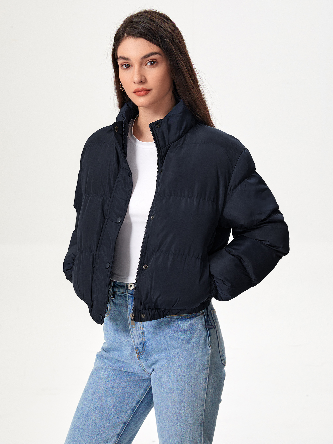Chaqueta corta acolchada para mujer, estilo elegante y ligero