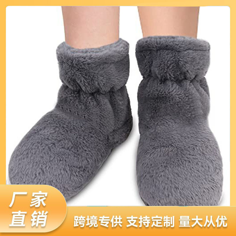 Microwaveable Foot Warmers with Mineral Beads, Fleece, Ceramic Beads, and Flaxseed Filling, Warm Slippers, Heat Therapy Shoes