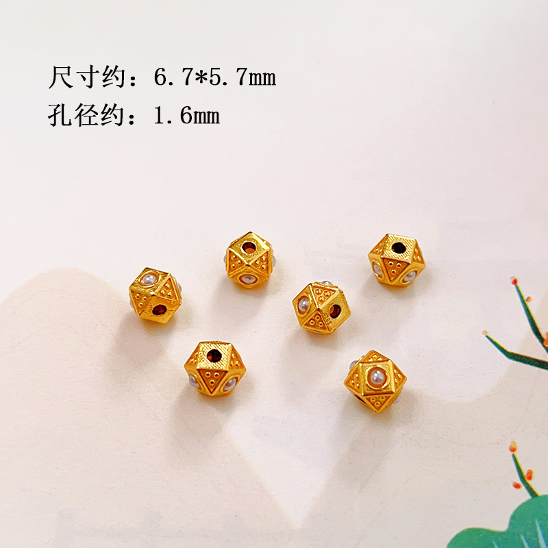 S925 ancient silver gold-plated diamond ball waist-shaped separator bead bracelet jewelry DIY accessories wholesale