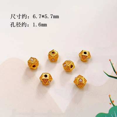 Zərgərlik ara hissələri – S925 ancient silver gold-plated - octagonal-pearl-beads