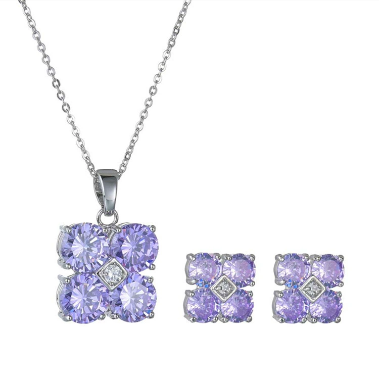 Zirconium, stone inlay, earrings, set, necklace, chain, simple and elegant design, for import, wholesale